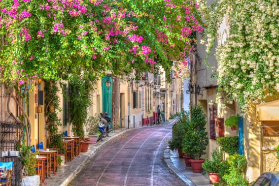 Plaka area under Acropolis, Athens, Greece