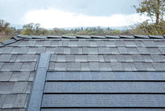 Close-up view of GAF solar roof