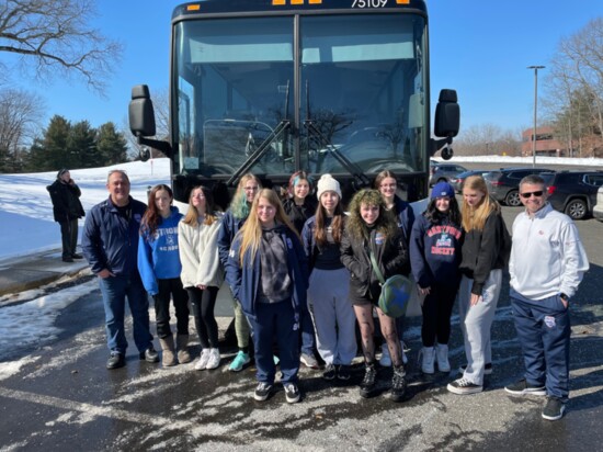 Michael with the the 2021-2022 Capital Wolves U14/16 Girls Hockey Team, which he coaches.