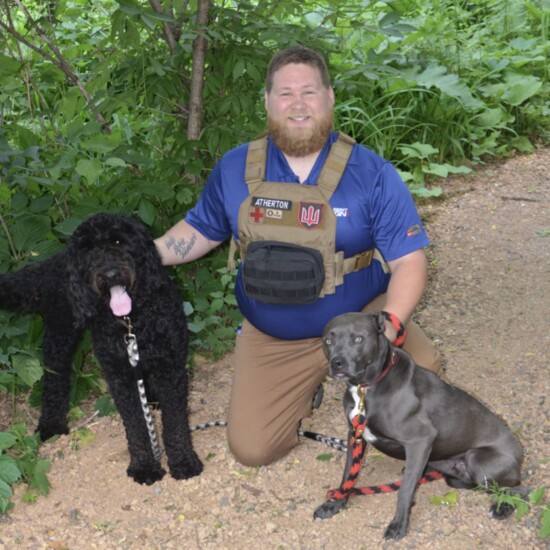 Brady Atherton with Archie and Otis